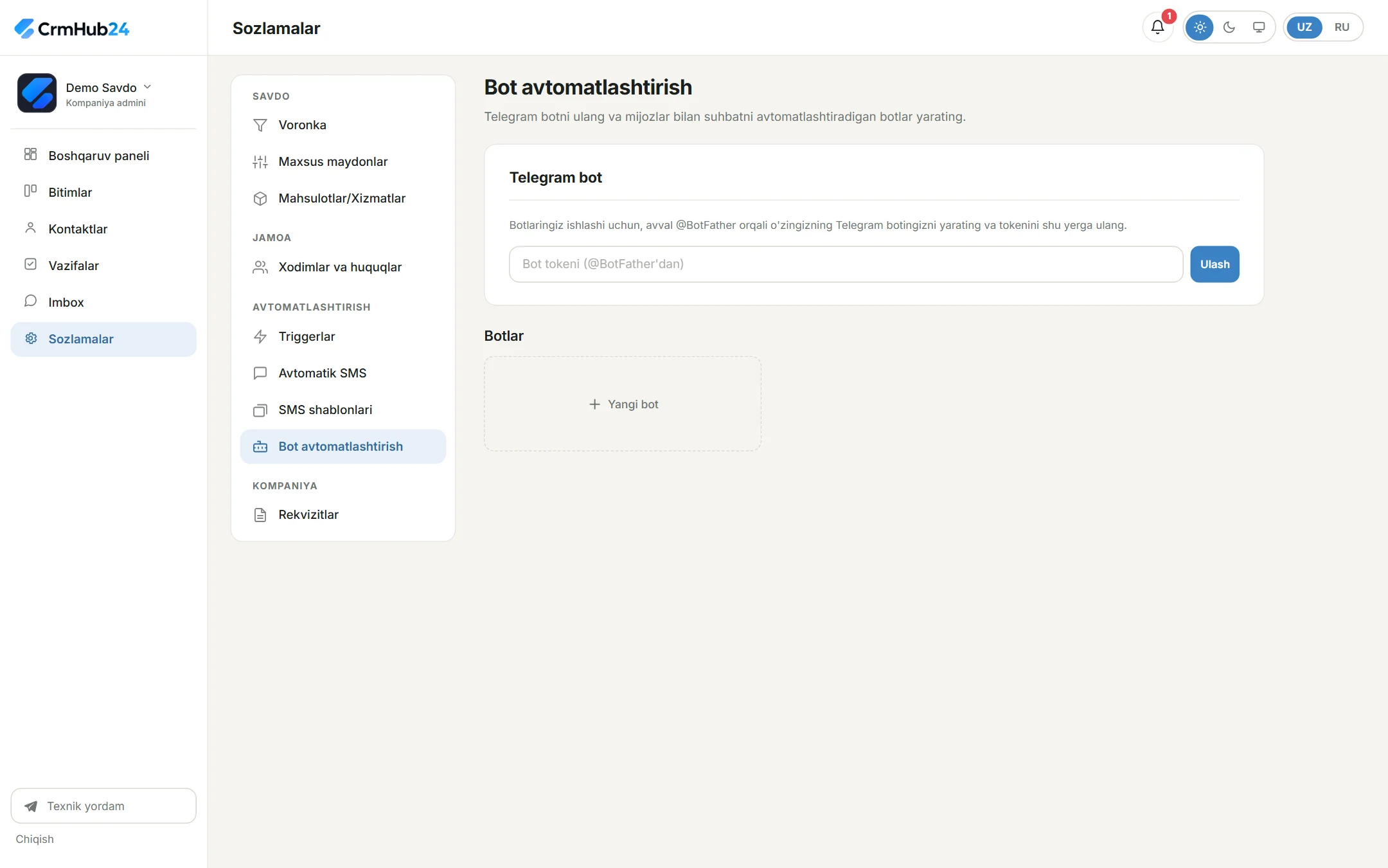 Telegram va Instagram CRM — CallHub24