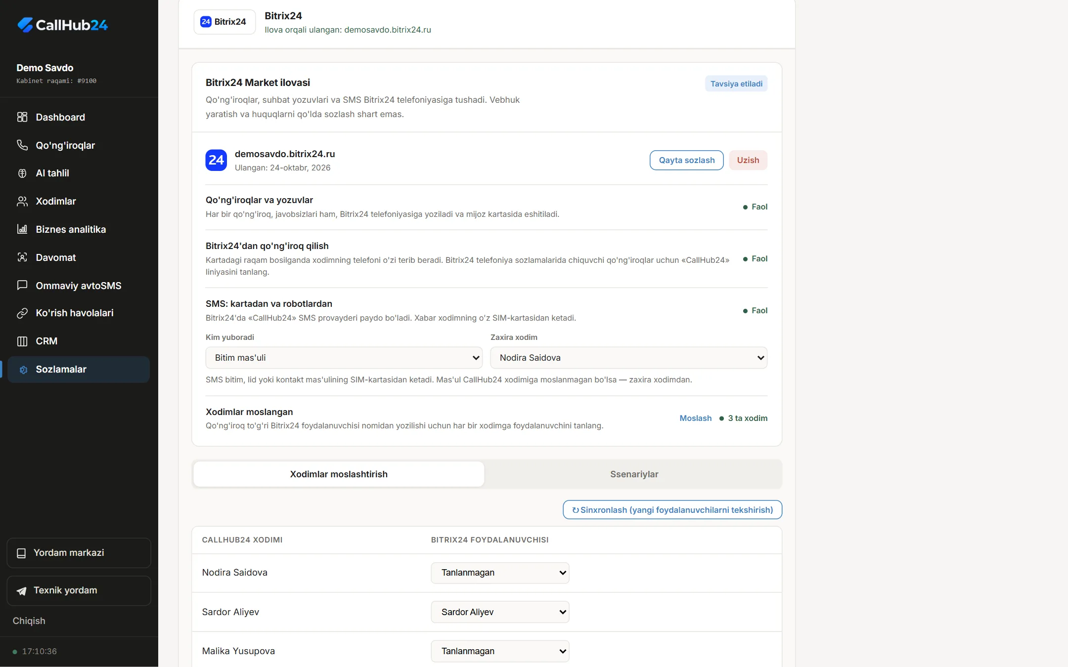 Bitrix24 integratsiyasi — CallHub24